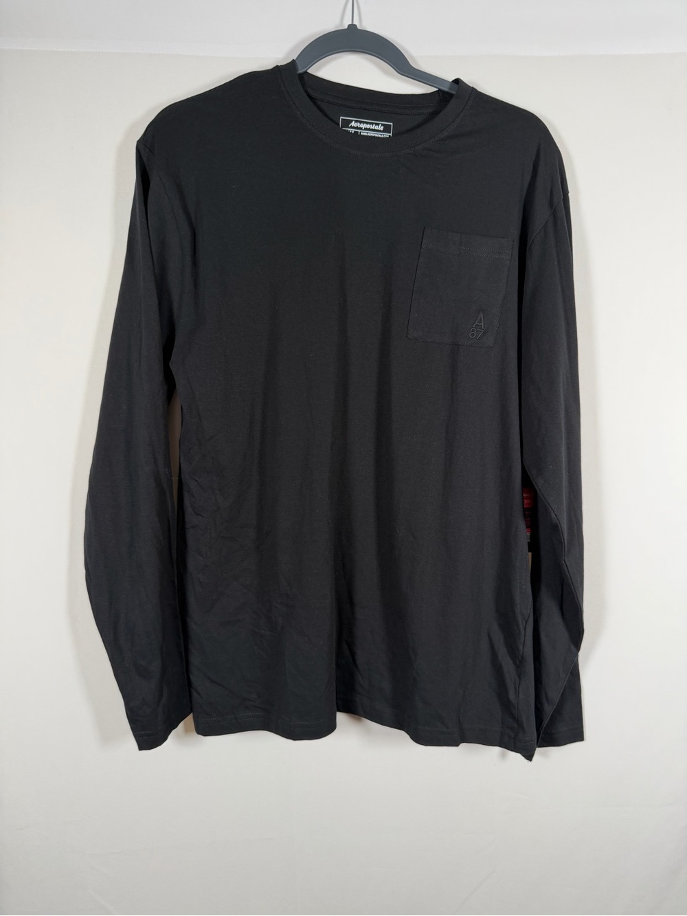 NWT Aeropostale Black Cotton Long Sleeve Loungewear Pocket Tee